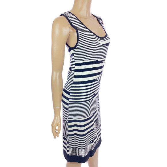 Carmen Marc Valvo Knit Sheath Dress Size M Black & White Sleeveless - Picture 2 of 5